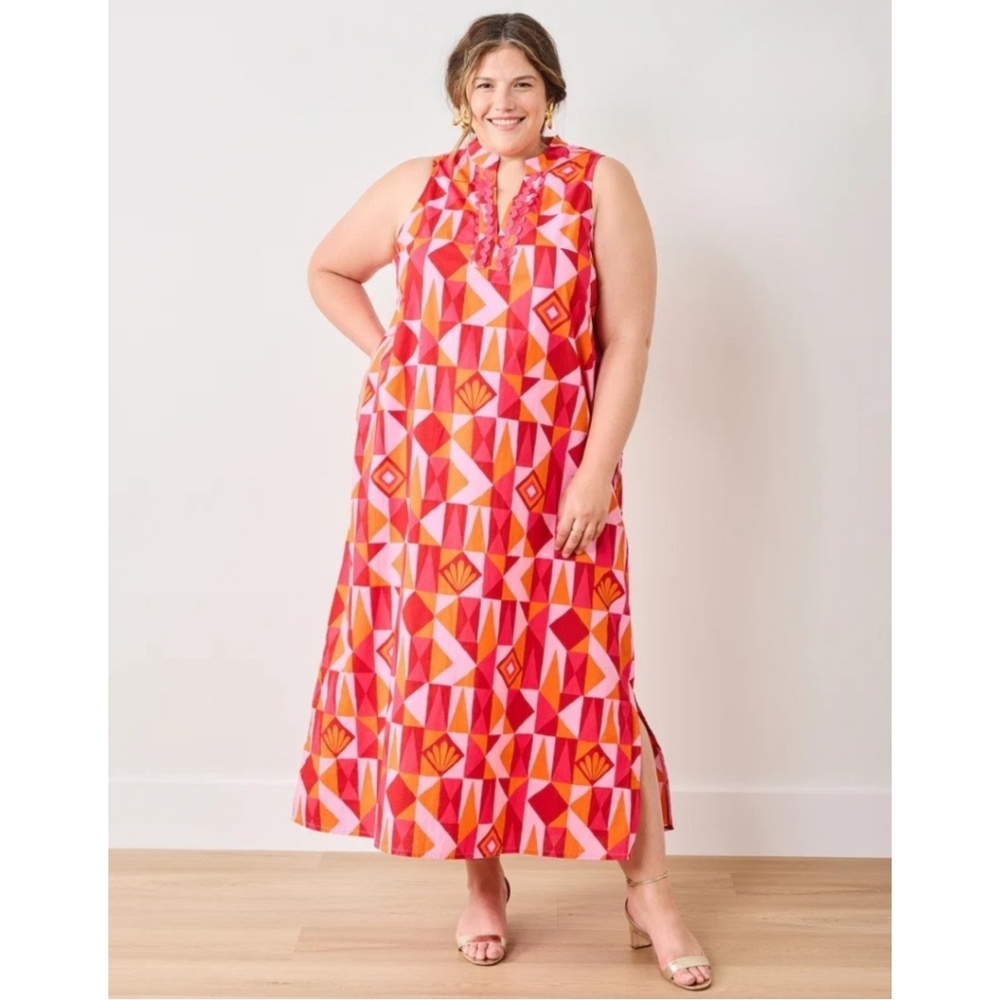 NWT Printfresh Pink Ocean View Long Tunic Dress in Underwater Mosaic Size 1X